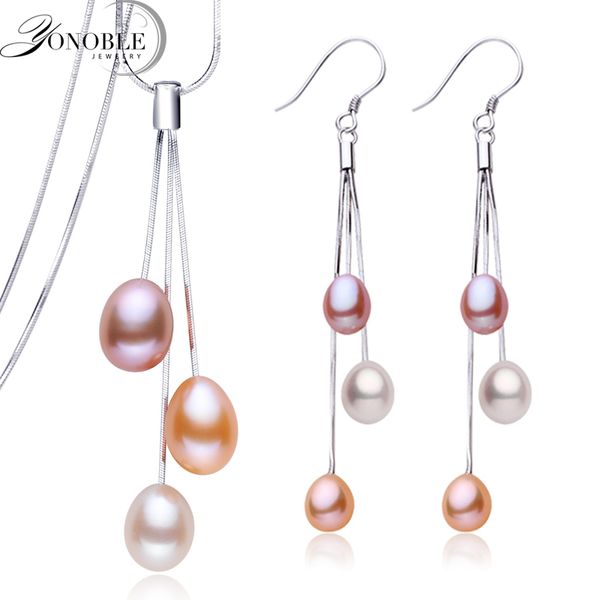 real natural freshwater 925 silver jewelry set necklace earrings for girls jewelry sets tassel mix color white top quality, Black 
real natural freshwater 925 silver jewelry set necklace earrings for girls jewelry sets tassel mix color white top quality, Black