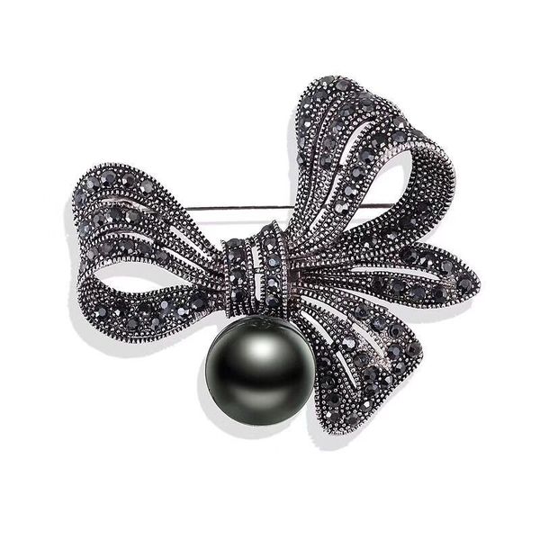 class black color with black pearl bowknot brooch classic retro crystals costume pins exquisite men cloth accessories, Gray
class black color with black pearl bowknot brooch classic retro crystals costume pins exquisite men cloth accessories, Gray