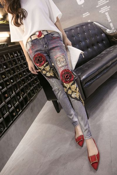 ladies denim pants womens ripped vintage rose sequined style skinny jeans female boyfriend jeans distressed stretch jeans size 26-30, Blue
ladies denim pants womens ripped vintage rose sequined style skinny jeans female boyfriend jeans distressed stretch jeans size 26-30, Blue