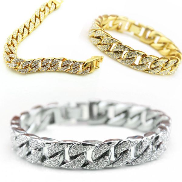 Chic Mens Bracelet Hip Hop Jewelry Rhinestones Diamonds Cuban Silver Gold Plated Bracelet With Clear Rhinestones Free DHL H232Q
Chic Mens Bracelet Hip Hop Jewelry Rhinestones Diamonds Cuban Silver Gold Plated Bracelet With Clear Rhinestones Free DHL H232Q