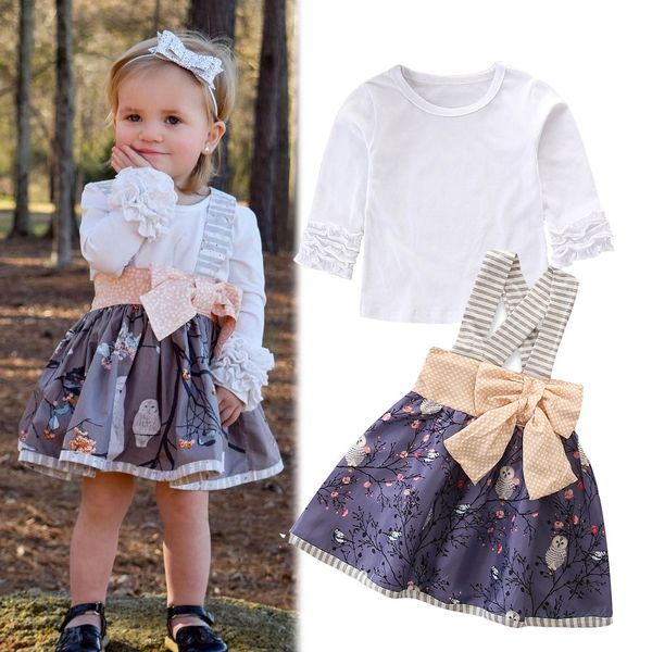 2018 baby girls sets kids autumn fashion ruffle long sleeve white t shirts+owl floral suspenders bow skirts 2pcs suit halloween clothing z11
2018 baby girls sets kids autumn fashion ruffle long sleeve white t shirts+owl floral suspenders bow skirts 2pcs suit halloween clothing z11