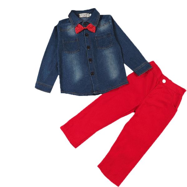 handsome children boys bow tie jacket coat shirt +red pants 2pcs/set baby boy's suit kids long sleeve denim trousers jeans, Blue;gray
handsome children boys bow tie jacket coat shirt +red pants 2pcs/set baby boy's suit kids long sleeve denim trousers jeans, Blue;gray