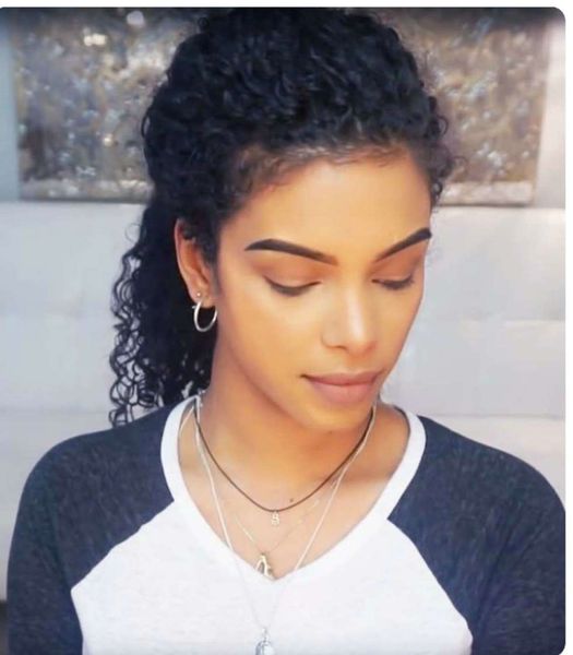 deep wavy curly pony tail hairpieces wrap around clip in virgin human hair drawstring ponytail hair extension natural 120g 16inch, Black
deep wavy curly pony tail hairpieces wrap around clip in virgin human hair drawstring ponytail hair extension natural 120g 16inch, Black