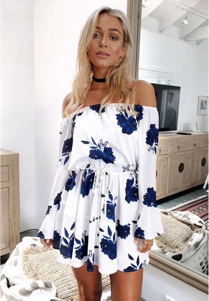 Sexy Women Strapless Off Shoulder Flowers Printed Dress Elastic Bust Casual Slash Neck Long Sleeve Dresses
Sexy Women Strapless Off Shoulder Flowers Printed Dress Elastic Bust Casual Slash Neck Long Sleeve Dresses