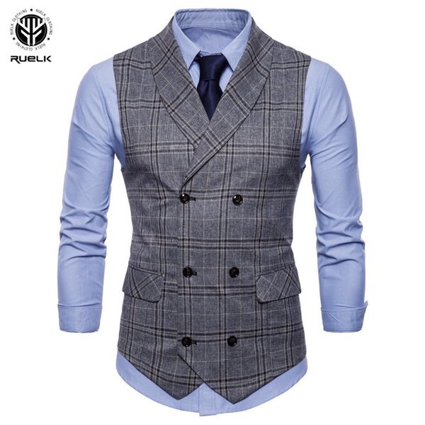 ruelk 2018 fashion new arrival colete masculino business casual plaid sleeveless double-breasted suit vests men, Black;white
ruelk 2018 fashion new arrival colete masculino business casual plaid sleeveless double-breasted suit vests men, Black;white