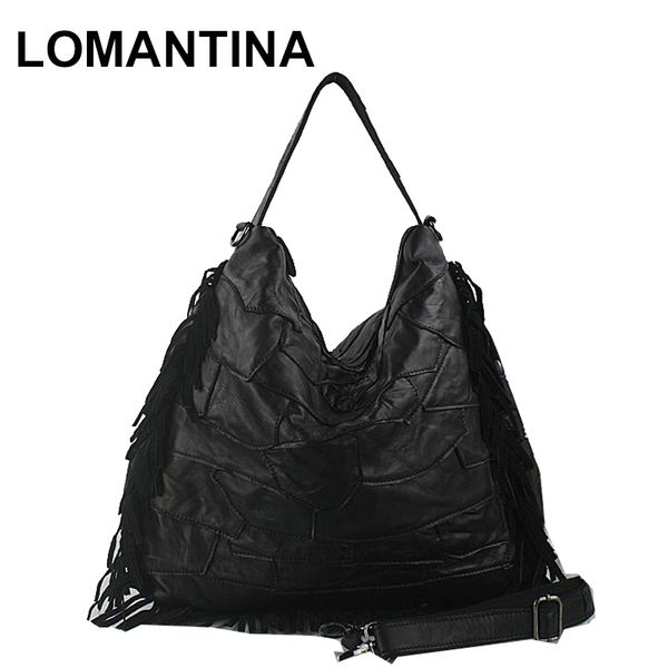 lomantina fashion women patchwork tassel shoulder bag black messenger bags fringe handbags high quality
lomantina fashion women patchwork tassel shoulder bag black messenger bags fringe handbags high quality