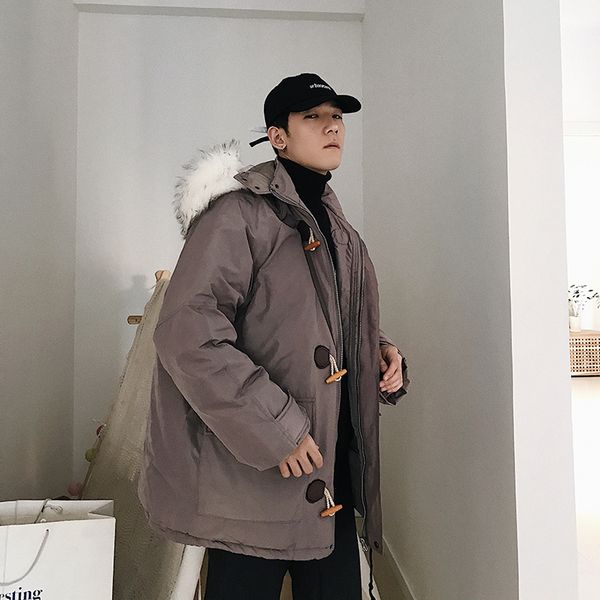 men's down & parkas 2021 winter retro hand cotton coat fur collar loose lapel thickening casual hooded suit gray / black m
men's down & parkas 2021 winter retro hand cotton coat fur collar loose lapel thickening casual hooded suit gray / black m