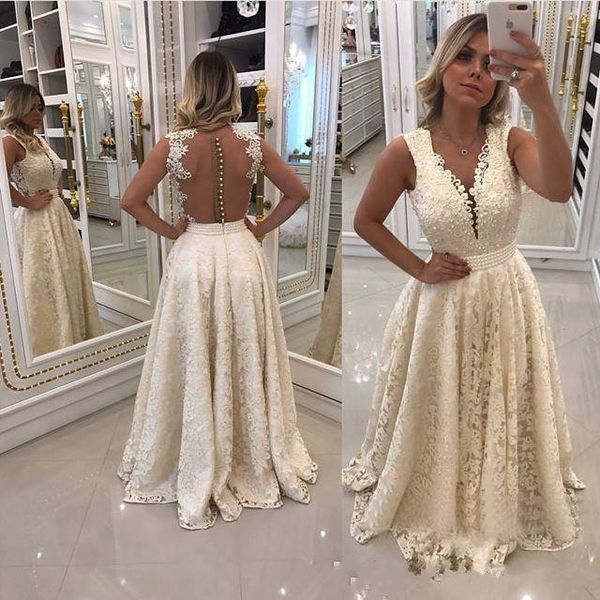 2018 Arabic Sexy V Neck Lace Appliques Long Prom Dresses Sleeveless Sheer Back A-Line Pearls Sash Formal Evening Party Gowns Custom Made, Black
2018 Arabic Sexy V Neck Lace Appliques Long Prom Dresses Sleeveless Sheer Back A-Line Pearls Sash Formal Evening Party Gowns Custom Made, Black