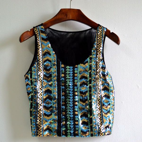 europe and united states fashion women's national wind embroidery navel sequin vest short paragraph ladies small vest, White
europe and united states fashion women's national wind embroidery navel sequin vest short paragraph ladies small vest, White