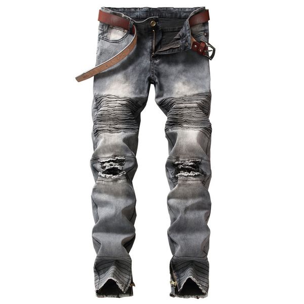 new jeans in autumn 2018 men's jeans straight creased side zippers men's jean hip hop full length hole slim medium, Blue
new jeans in autumn 2018 men's jeans straight creased side zippers men's jean hip hop full length hole slim medium, Blue