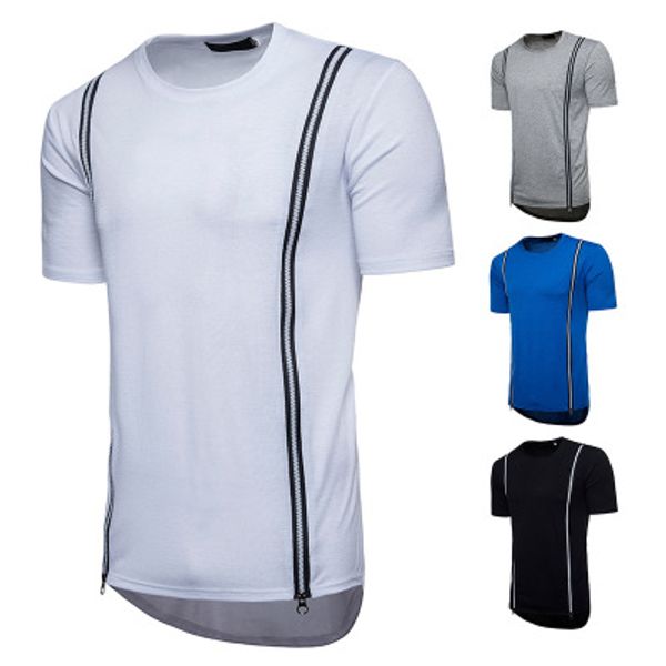 new trends men t shirts summer black white hip hop zipper design tees short sleeved cotton, White;black
new trends men t shirts summer black white hip hop zipper design tees short sleeved cotton, White;black