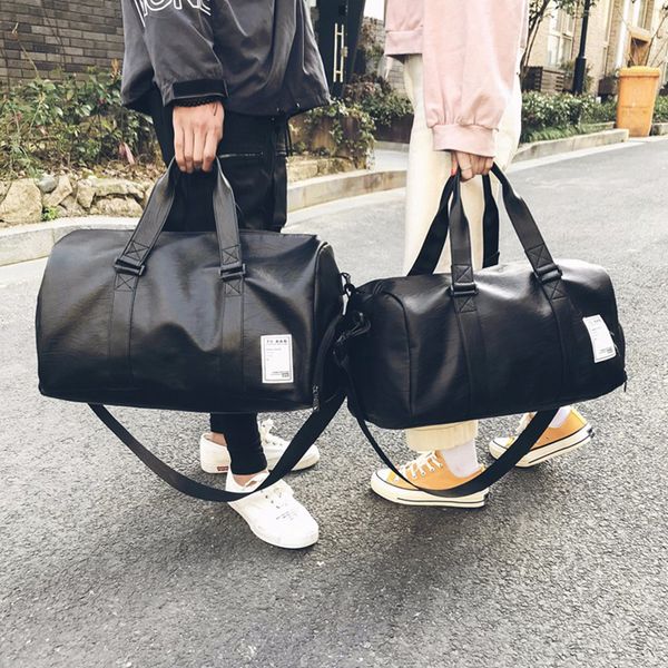 bomlight 2018 quality travel bag pu leather couple travel bags hand luggage for men and women new fashion duffle bag