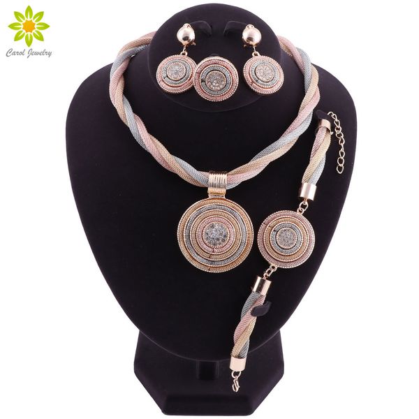 fashion elegant women gifts tri-color necklace bracelet earrings ring charm wedding engagement crystal pendant jewelry sets, Slivery;golden
fashion elegant women gifts tri-color necklace bracelet earrings ring charm wedding engagement crystal pendant jewelry sets, Slivery;golden