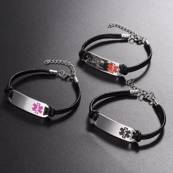12pcs/lot wholesale new fashion Simple Leather Link Stainless Steel Medical Alert ID Bracelet for Women jewelry gift
12pcs/lot wholesale new fashion Simple Leather Link Stainless Steel Medical Alert ID Bracelet for Women jewelry gift
