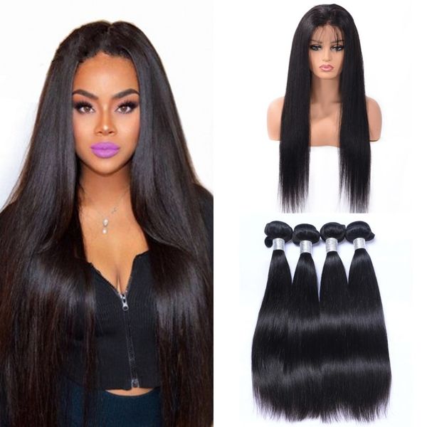 360 frontal with bundles peruvian straight human hair 360 lace frontal closure with bundle hair weaves natural black color, Black;brown 
360 frontal with bundles peruvian straight human hair 360 lace frontal closure with bundle hair weaves natural black color, Black;brown