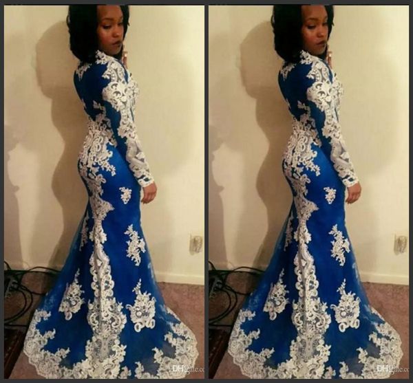 2019 new arabic evening dresses royal blue lace long sleeve evening dress mermaid prom dress vestido de noiva 591, Black;red
2019 new arabic evening dresses royal blue lace long sleeve evening dress mermaid prom dress vestido de noiva 591, Black;red