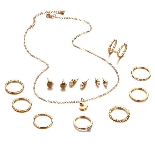 occident punk moon necklace earrings ring set fashion jewelry charm women party accessories gift, Silver
occident punk moon necklace earrings ring set fashion jewelry charm women party accessories gift, Silver