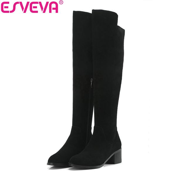 esveva 2019 women shoes cow suede over the knee boots elegant buckle boots for woman round toe square high heels zip size 34-40, Black
esveva 2019 women shoes cow suede over the knee boots elegant buckle boots for woman round toe square high heels zip size 34-40, Black
