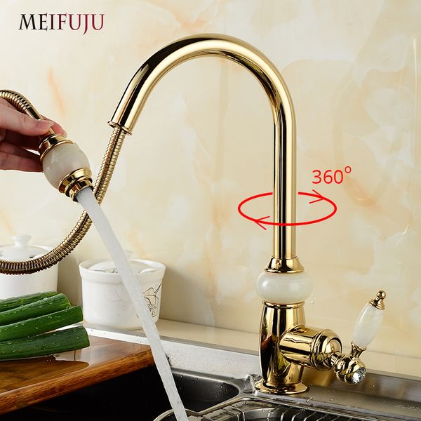 luxury golden handheld pull out kitchen faucet deck mounted single hole kitchen sink 360 swivel mixer and cold taps
luxury golden handheld pull out kitchen faucet deck mounted single hole kitchen sink 360 swivel mixer and cold taps