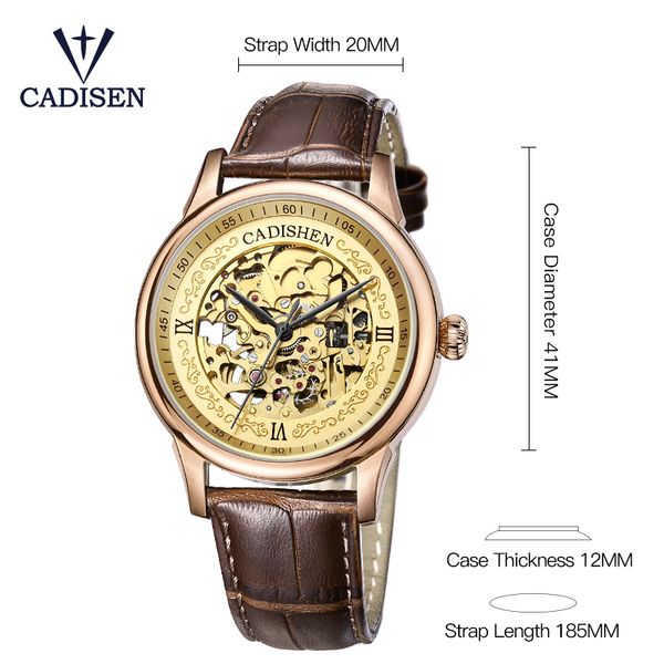 hollow automatic mechanical watch men luxury cadisen brand classical men's wristwatch gold skeleton 50m waterproof, Slivery;brown
hollow automatic mechanical watch men luxury cadisen brand classical men's wristwatch gold skeleton 50m waterproof, Slivery;brown