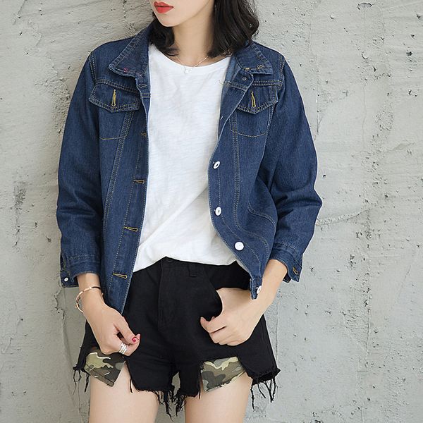 jean jacket female spring autumn 2018 new arrival korean loose long sleeve denim clothing plus size xxl women coats 9038, Black;brown
jean jacket female spring autumn 2018 new arrival korean loose long sleeve denim clothing plus size xxl women coats 9038, Black;brown