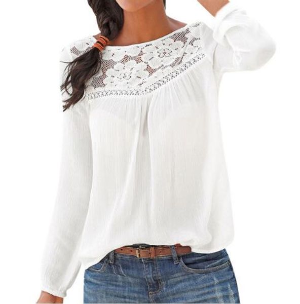 lace blouse women winter casual long sleeve lace patchwork women t shirt tunique femme manche longues, White
lace blouse women winter casual long sleeve lace patchwork women t shirt tunique femme manche longues, White