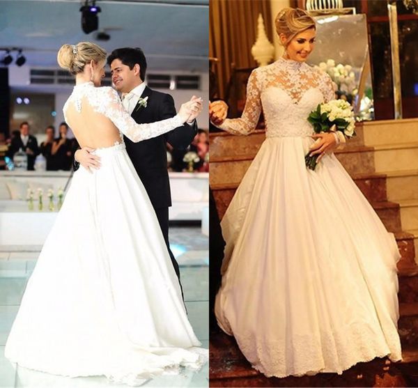 high neck muslim long sleeve wedding dresses 2019 modest full lace applique matte stain dubai arabic church castle wedding gown, White
high neck muslim long sleeve wedding dresses 2019 modest full lace applique matte stain dubai arabic church castle wedding gown, White