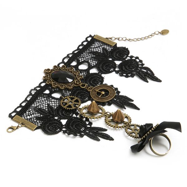 takerlama vintage gear victorian gothic steampunk bracelet wristband with ring lace bowknot wrist cuff cosplay accessories, Silver
takerlama vintage gear victorian gothic steampunk bracelet wristband with ring lace bowknot wrist cuff cosplay accessories, Silver