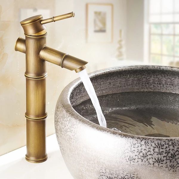 European antique bathroom sink basin faucet retro, Bamboo style single hole basin faucet vintage, Brass water tap hot and cold
European antique bathroom sink basin faucet retro, Bamboo style single hole basin faucet vintage, Brass water tap hot and cold