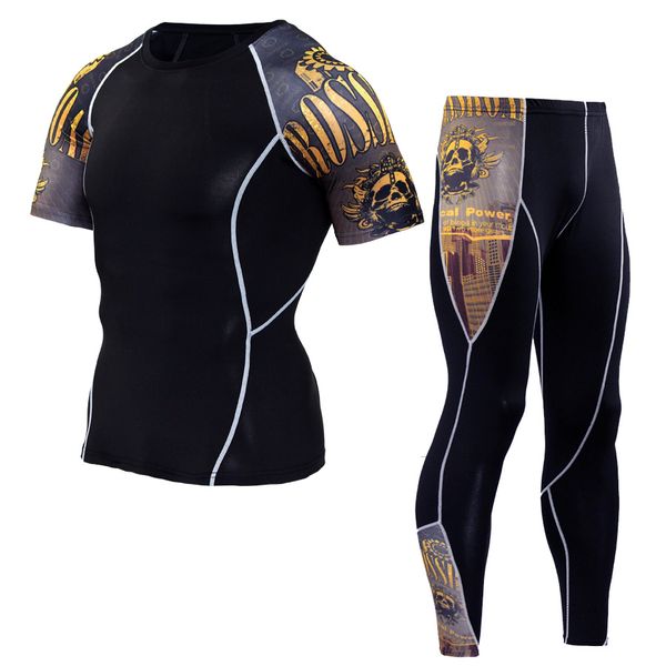new mens compression jogging suits sports set gym running shirt men fitness leggings jogging pants workout tights, Black;blue
new mens compression jogging suits sports set gym running shirt men fitness leggings jogging pants workout tights, Black;blue