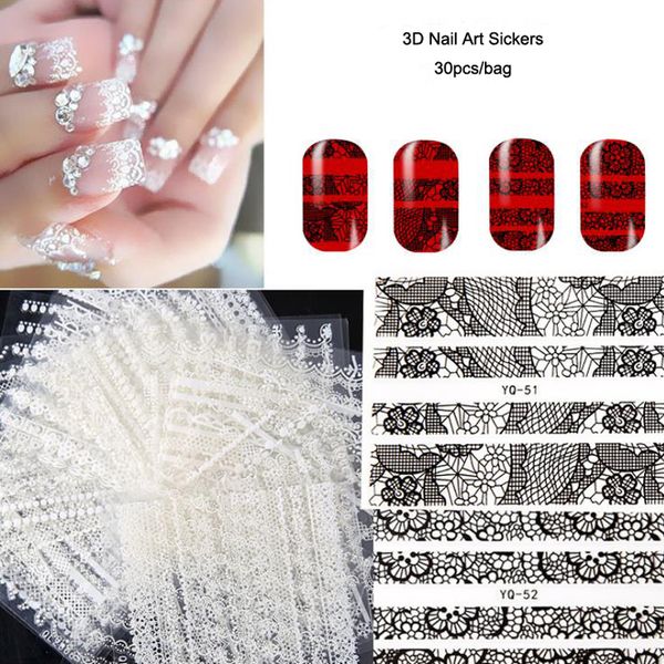 30sheet/lot white and black 3d nail art stickers water transfer foil decals lace nail sticker diy manicure decoration tools
30sheet/lot white and black 3d nail art stickers water transfer foil decals lace nail sticker diy manicure decoration tools