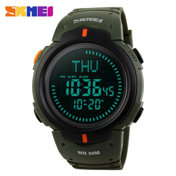 

skmei compass sports watch men fashion wristwatches digital watch 50m water resistant outdoor male clock relogio masculino, Slivery;brown