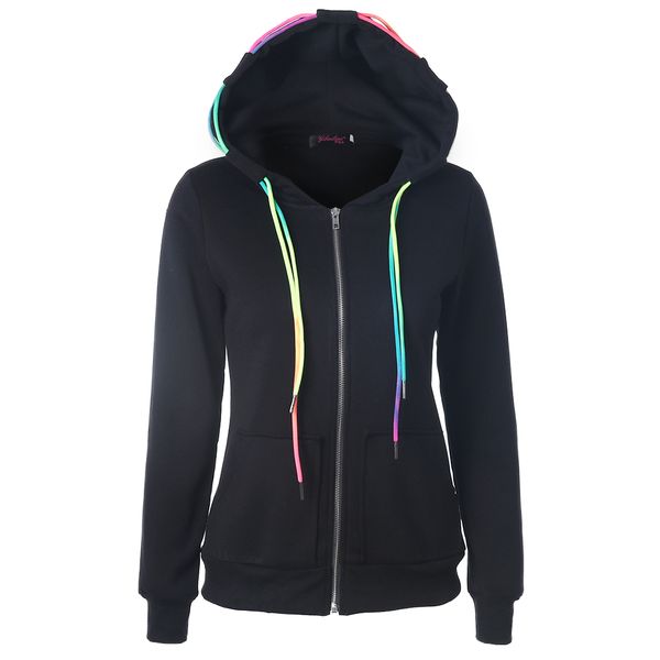 autumn 2018 fashion hoodies sweatshirt women zipper solid long sleeve casual color string pockets female hooded warm coat, Black
autumn 2018 fashion hoodies sweatshirt women zipper solid long sleeve casual color string pockets female hooded warm coat, Black