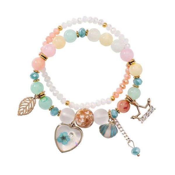 women beaded charm bracelets & bangles colorful crystal beads crown heart shell pendant double layer vintage bracelet for girls, Golden;silver
women beaded charm bracelets & bangles colorful crystal beads crown heart shell pendant double layer vintage bracelet for girls, Golden;silver
