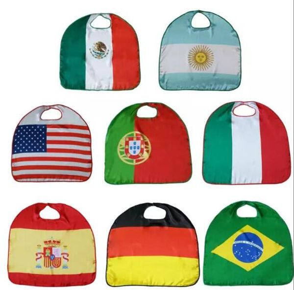 

2018 70*70cm world cup flags usa italy germany national flag cloak capes cosplay party celebrate decoration supplies