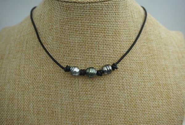 handmade 100% natural freshwatr pearl black leater necklace,three tahitian pearl leather jewellery
handmade 100% natural freshwatr pearl black leater necklace,three tahitian pearl leather jewellery