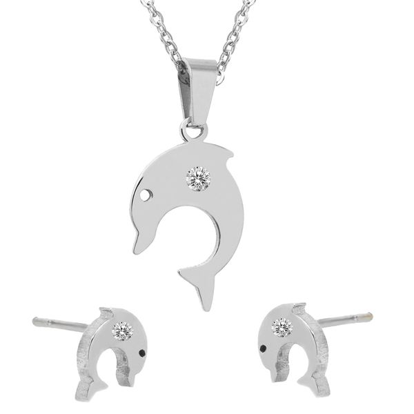 new arrival fish with zircon jewelry set stainless steel fashion women's jewelry,45+5cm chain necklace and earring set, Silver
new arrival fish with zircon jewelry set stainless steel fashion women's jewelry,45+5cm chain necklace and earring set, Silver
