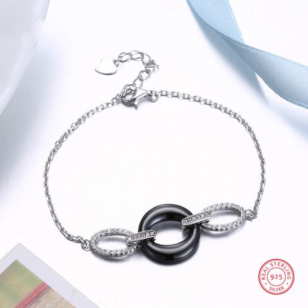 925 sterling silver ceramic bracelet fashion zircon heart small bracelet for women girl female jewelry wedding gift, Black
925 sterling silver ceramic bracelet fashion zircon heart small bracelet for women girl female jewelry wedding gift, Black