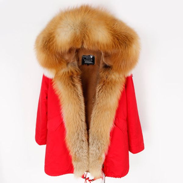 2018 gold brown raccoon fur fox threshold trim women snow coats gold brown fox and rabbit fur lining red long parkas, Black
2018 gold brown raccoon fur fox threshold trim women snow coats gold brown fox and rabbit fur lining red long parkas, Black