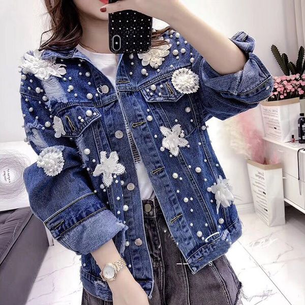 long sleeve denim jacket women thick beaded denim ladies elegant vintage hole girls jackets coat casacos feminino, Black;brown
long sleeve denim jacket women thick beaded denim ladies elegant vintage hole girls jackets coat casacos feminino, Black;brown