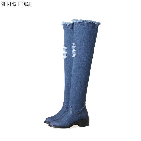 2018 blue denim boots over the knee thigh high boots summer knee high for women heels women shoes tassel jeans, Black
2018 blue denim boots over the knee thigh high boots summer knee high for women heels women shoes tassel jeans, Black