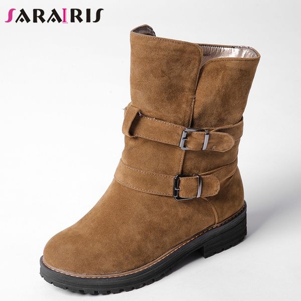 sarairis new solid wide med heels 3.5cm belt buckle round toe shoes woman casual women's winter mid calf boots big size 34-43, Black
sarairis new solid wide med heels 3.5cm belt buckle round toe shoes woman casual women's winter mid calf boots big size 34-43, Black