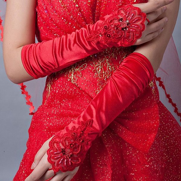 2021 black satin bridal gloves beading fingerless excellent quality elbow length in stock bridal accessories ivory wedding glvoes, White
2021 black satin bridal gloves beading fingerless excellent quality elbow length in stock bridal accessories ivory wedding glvoes, White