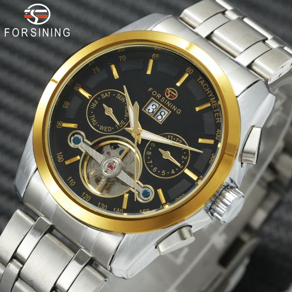 forsining auto mechanical watch men stainless steel strap skeleton dial date classic wrist watches, Slivery;brown
forsining auto mechanical watch men stainless steel strap skeleton dial date classic wrist watches, Slivery;brown