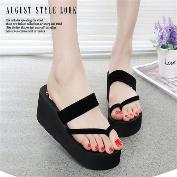 2018 new sets of high-heeled slope with slippers summer beach eva thick sandals and slippers, Black
2018 new sets of high-heeled slope with slippers summer beach eva thick sandals and slippers, Black