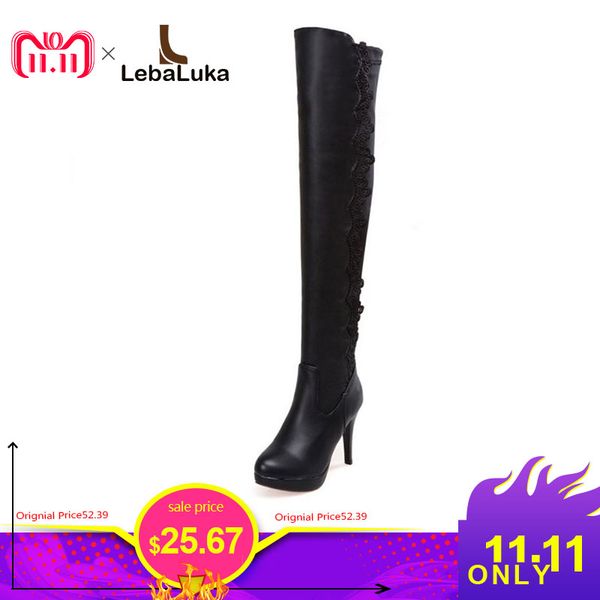 lebaluka fashion women over knee boots high heel warm fur shoes women lace winter thin heel wedding lady footwear size 34-43, Black
lebaluka fashion women over knee boots high heel warm fur shoes women lace winter thin heel wedding lady footwear size 34-43, Black
