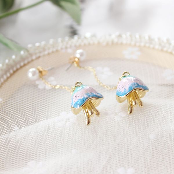 new fashion japanese girls heart gradient cute jellyfish chain long earrings fashion simple anime style women's earrings, Silver
new fashion japanese girls heart gradient cute jellyfish chain long earrings fashion simple anime style women's earrings, Silver