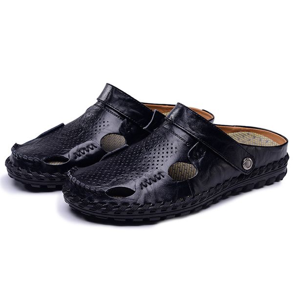 2018 big size men's sandals summer british fashion man genuine leather beach shoes men massage non-slip large slippers flats, Black
2018 big size men's sandals summer british fashion man genuine leather beach shoes men massage non-slip large slippers flats, Black