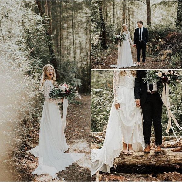boho long sleeve a-line beach country wedding dresses 2018 chiffon lace tiers custom made bohemian bridal gowns, White
boho long sleeve a-line beach country wedding dresses 2018 chiffon lace tiers custom made bohemian bridal gowns, White
