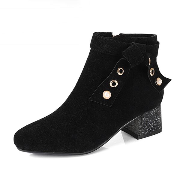 big size 32-48 2018 new flock ankle women boots autumn pearl square toe bling boot ladies shoes high neck footwear, Black
big size 32-48 2018 new flock ankle women boots autumn pearl square toe bling boot ladies shoes high neck footwear, Black